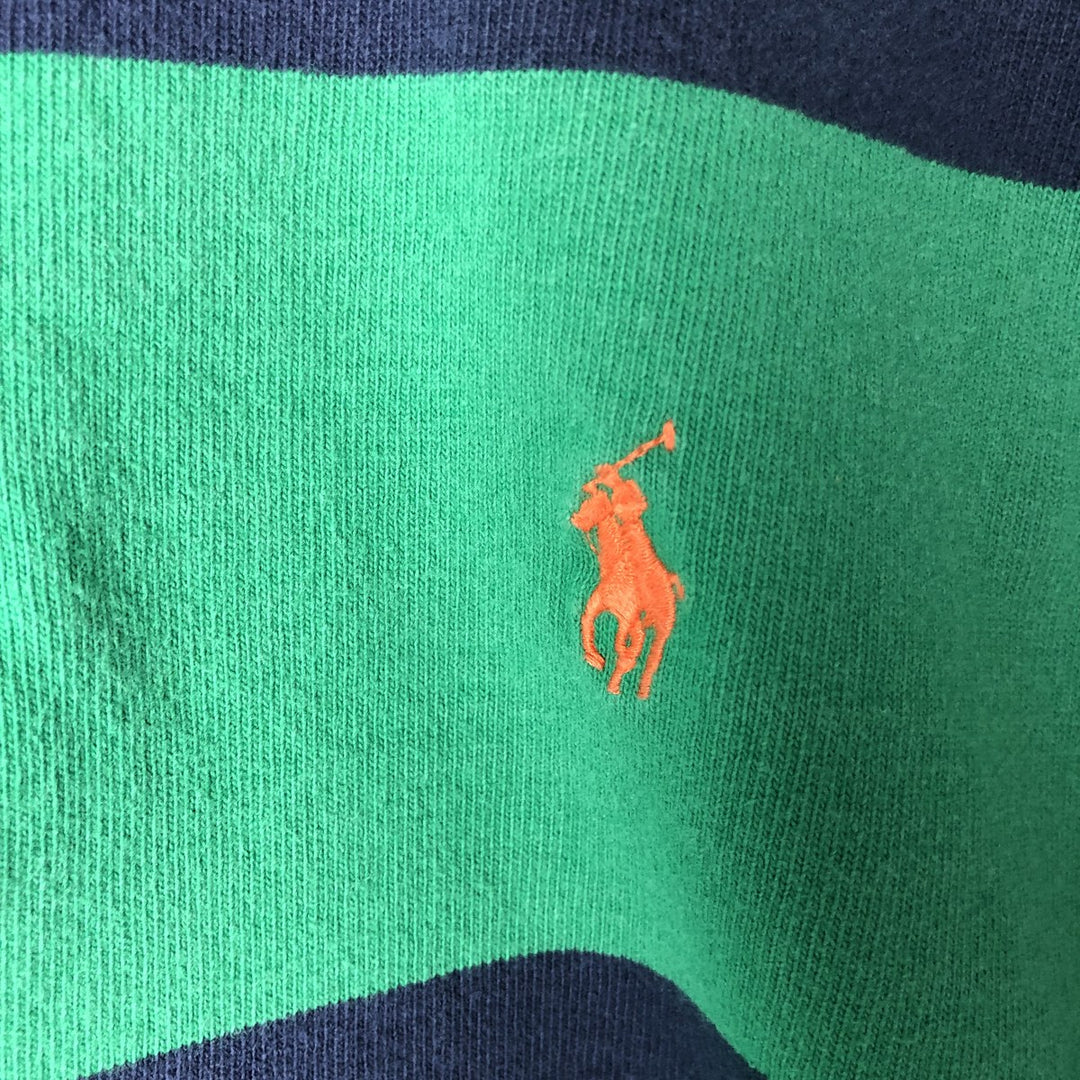 Ralph Lauren POLO by Ralph Lauren Striped Pattern Long Sleeve Rugby Shirt Men's XL cotton green type Vintage Second Hand