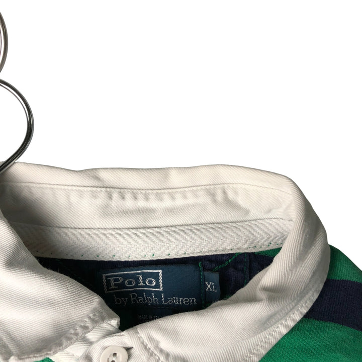 Ralph Lauren POLO by Ralph Lauren Striped Pattern Long Sleeve Rugby Shirt Men's XL cotton green type Vintage Second Hand