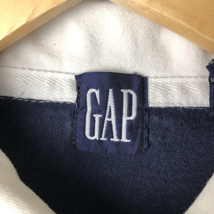 90'S GAP Vintage Striped Pattern Long Sleeve Rugby Shirt, Men's XL cotton navy blue type Vintage Second Hand