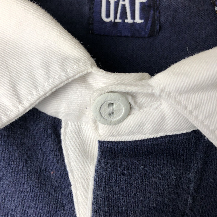 90'S GAP Vintage Striped Pattern Long Sleeve Rugby Shirt, Men's XL cotton navy blue type Vintage Second Hand