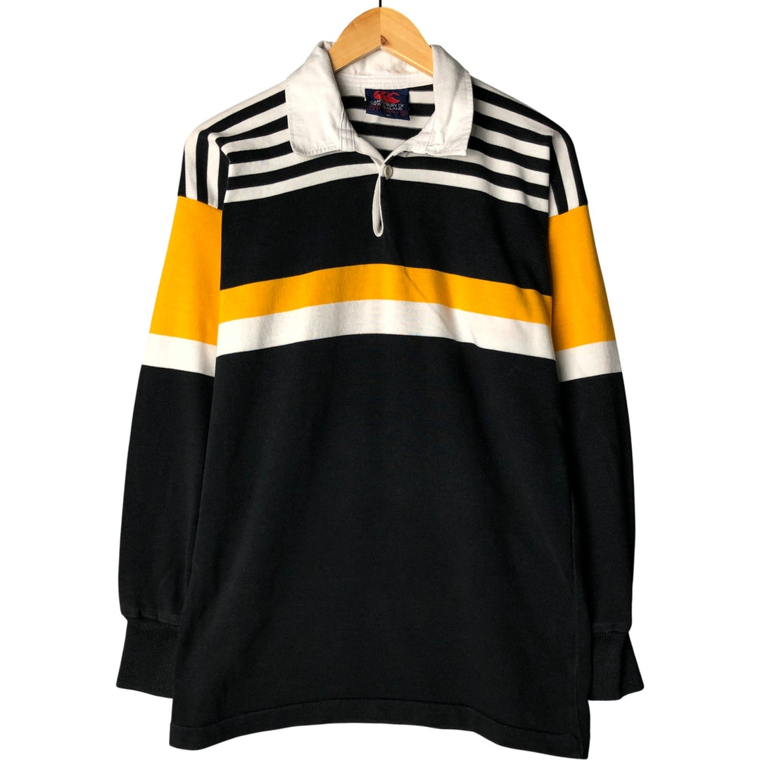 90'S Canterbury Multi-Border Long Sleeve Rugby Shirt, Men's Size XL, Vintage cotton white type Vintage Second Hand