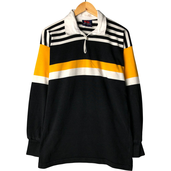 90'S Canterbury Multi-Border Long Sleeve Rugby Shirt, Men's Size XL, Vintage cotton white type Vintage Second Hand