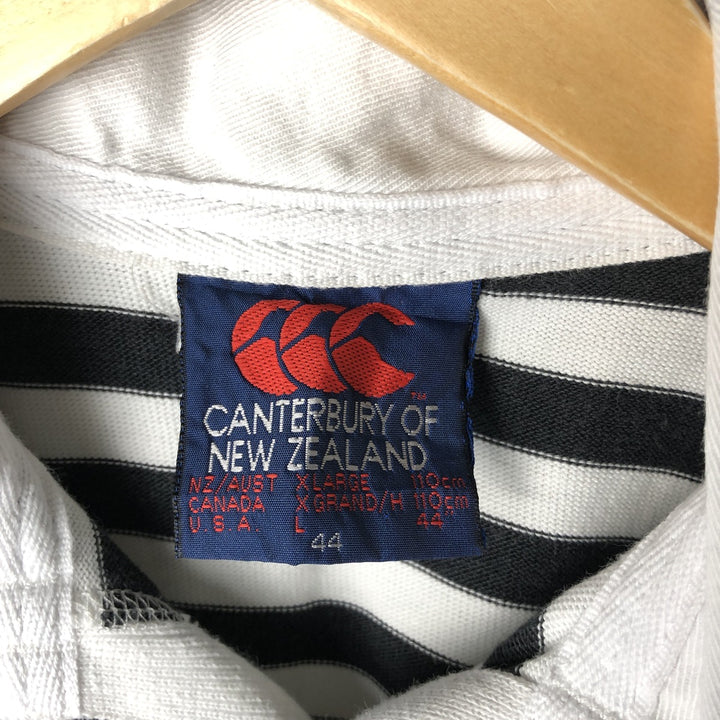 90'S Canterbury Multi-Border Long Sleeve Rugby Shirt, Men's Size XL, Vintage cotton white type Vintage Second Hand