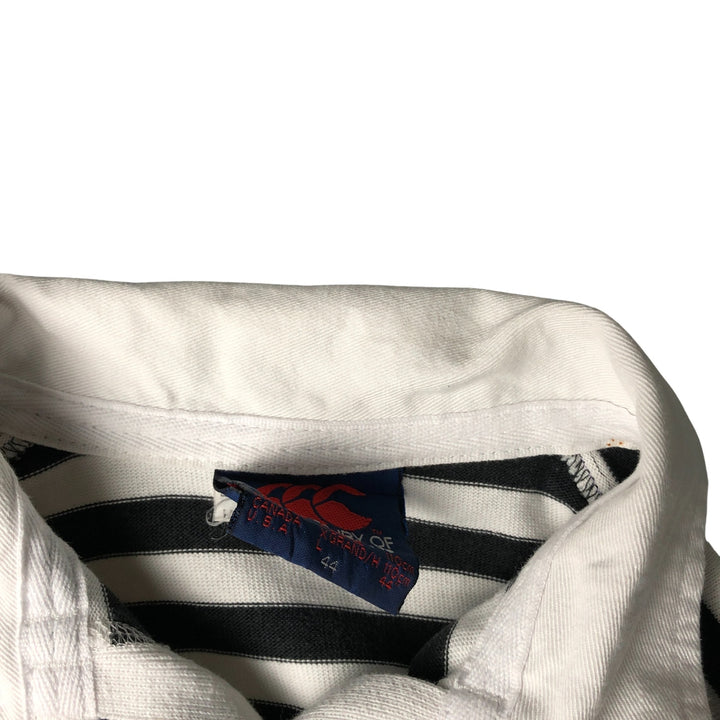 90'S Canterbury Multi-Border Long Sleeve Rugby Shirt, Men's Size XL, Vintage cotton white type Vintage Second Hand