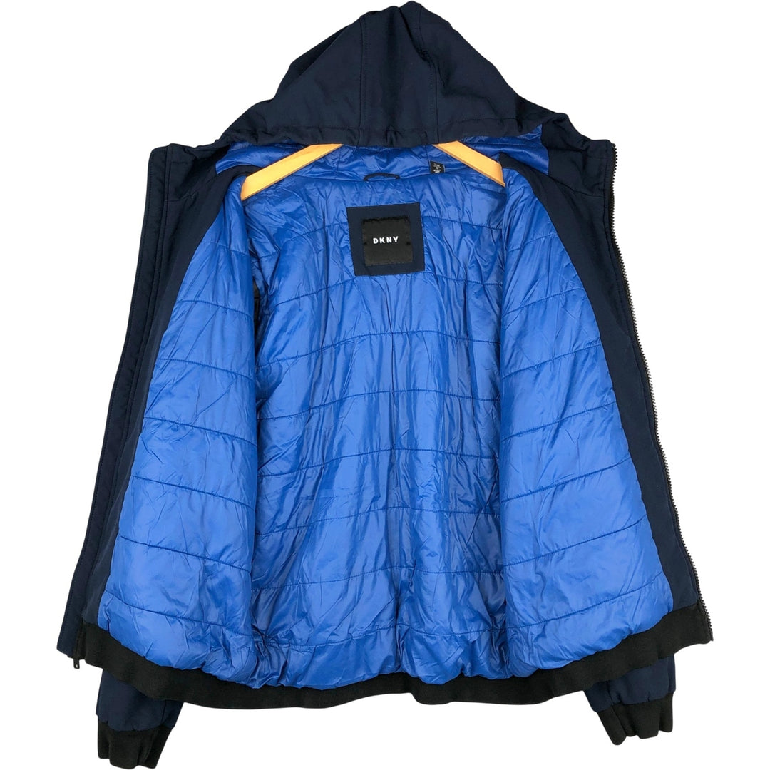 DKNY Softshell Padded Puffer Jacket, Men's Size L polyester navy blue type Vintage Second Hand