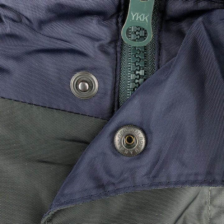 90'S Nautica Stripe Pattern Multi-Stripe Reversible Nylon Jacket/Fleece Jacket, Men's XXL Nylon Green type dark green Vintage Second Hand