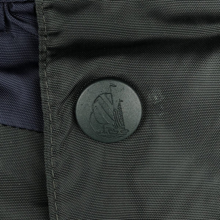 90'S Nautica Stripe Pattern Multi-Stripe Reversible Nylon Jacket/Fleece Jacket, Men's XXL Nylon Green type dark green Vintage Second Hand