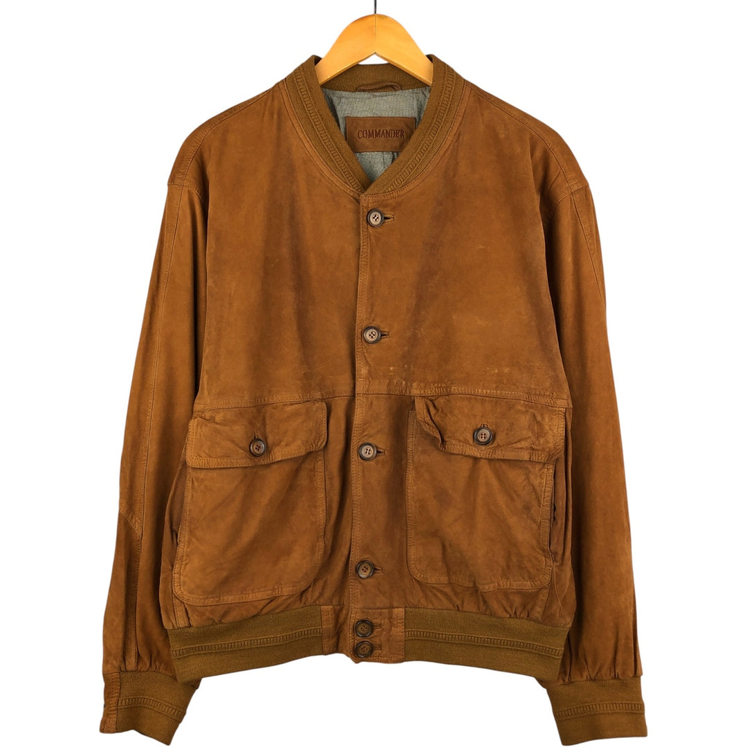 COMMANDER suede leather blouson, men's size L Genuine Leather Suede Leather beige type brown Vintage Second Hand