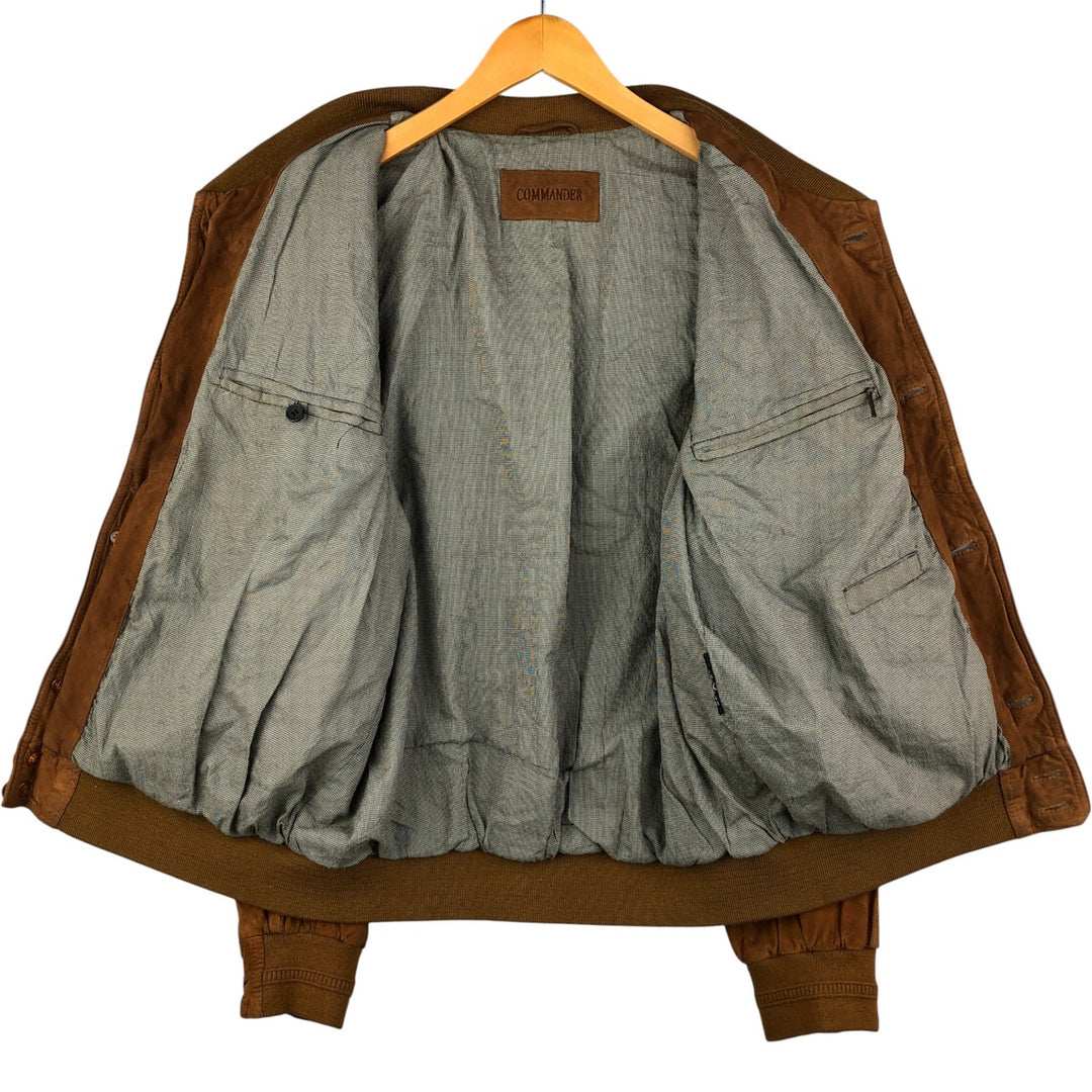 COMMANDER suede leather blouson, men's size L Genuine Leather Suede Leather beige type brown Vintage Second Hand