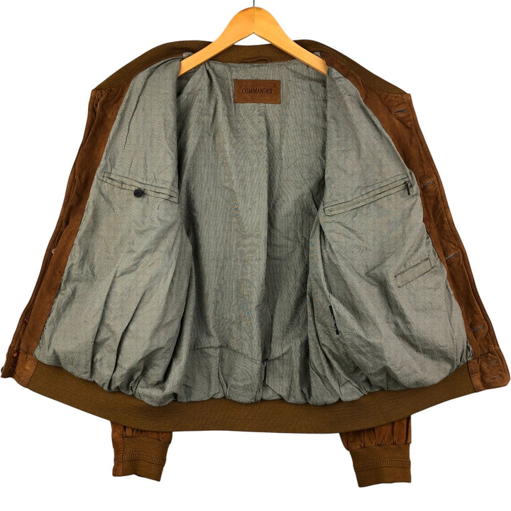 COMMANDER suede leather blouson, men's size L Genuine Leather Suede Leather beige type brown Vintage Second Hand