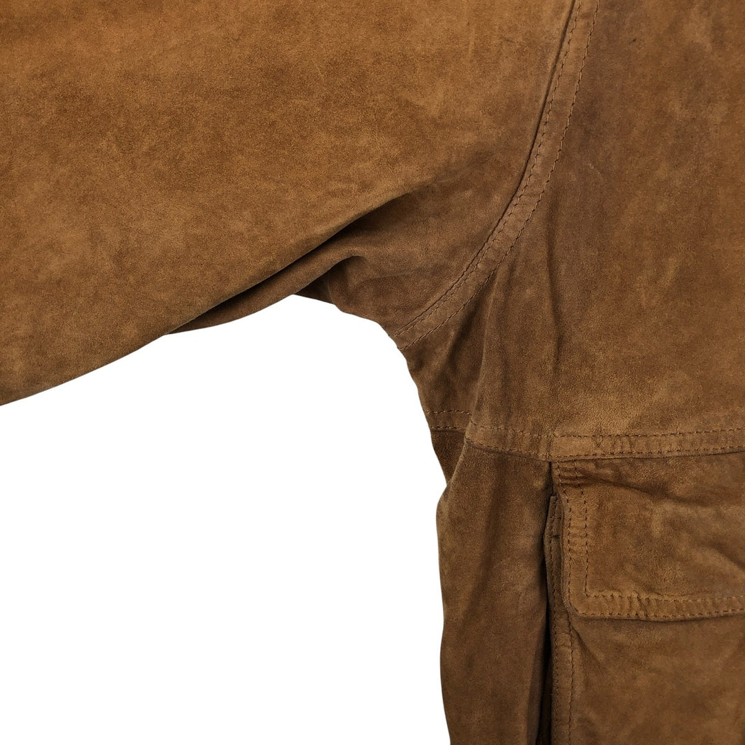 COMMANDER suede leather blouson, men's size L Genuine Leather Suede Leather beige type brown Vintage Second Hand