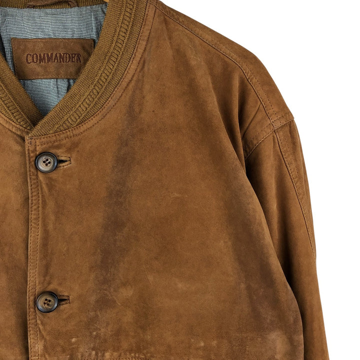 COMMANDER suede leather blouson, men's size L Genuine Leather Suede Leather beige type brown Vintage Second Hand
