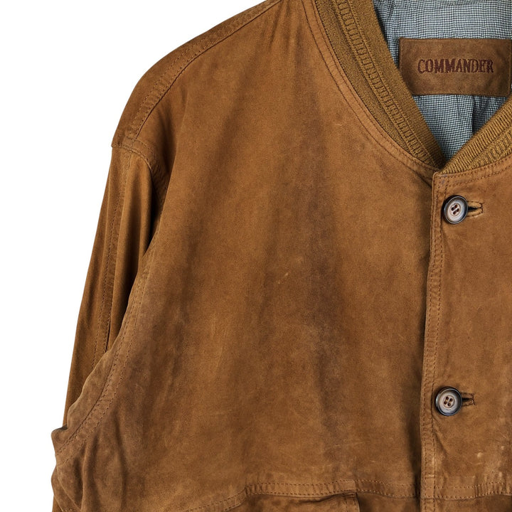 COMMANDER suede leather blouson, men's size L Genuine Leather Suede Leather beige type brown Vintage Second Hand