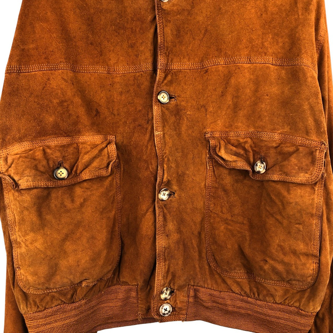 COMMANDER suede leather blouson, men's size L Genuine Leather Suede Leather beige type brown Vintage Second Hand