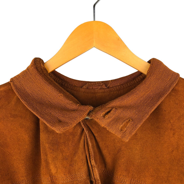 COMMANDER suede leather blouson, men's size L Genuine Leather Suede Leather beige type brown Vintage Second Hand