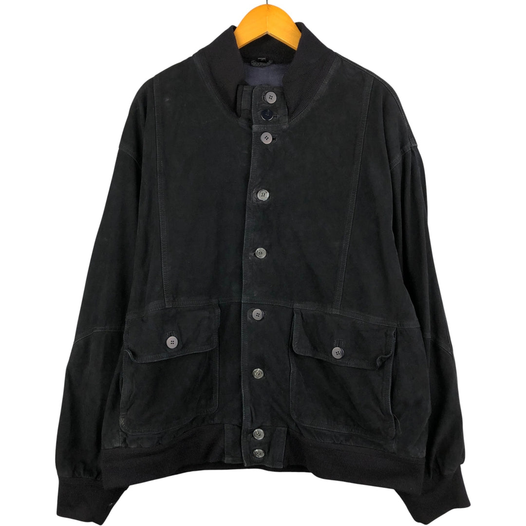 Vintage suede leather jacket, men's size XL Genuine Leather Suede Leather black type Vintage Second Hand