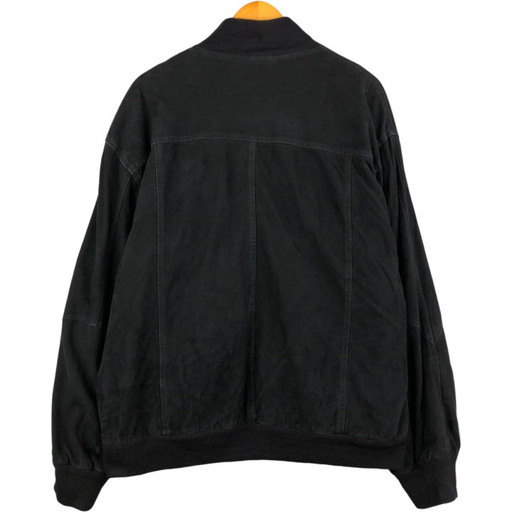Vintage suede leather jacket, men's size XL Genuine Leather Suede Leather black type Vintage Second Hand