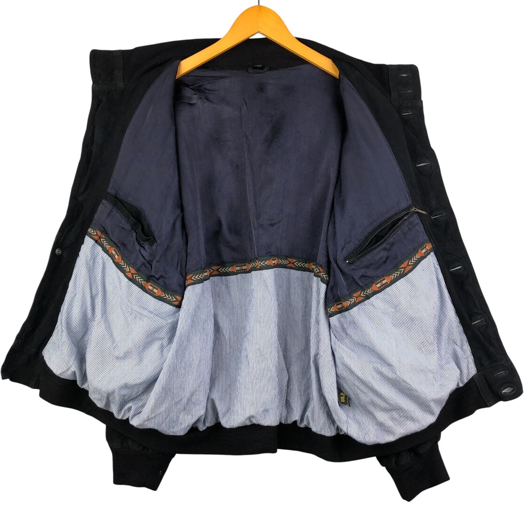 Vintage suede leather jacket, men's size XL Genuine Leather Suede Leather black type Vintage Second Hand