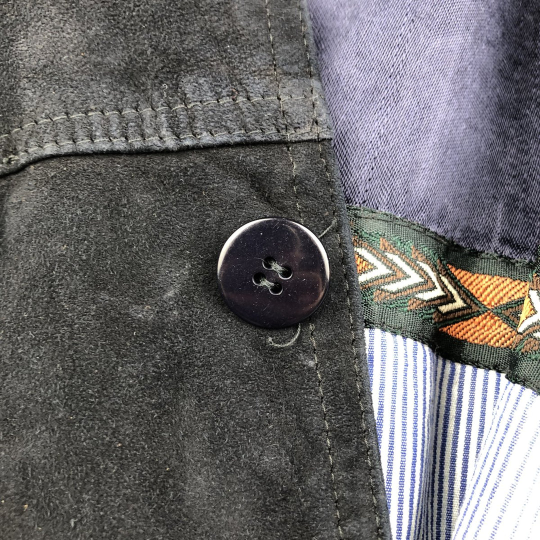 Vintage suede leather jacket, men's size XL Genuine Leather Suede Leather black type Vintage Second Hand