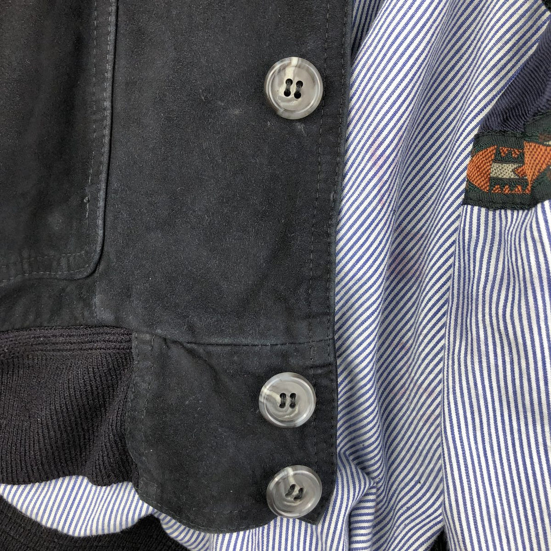 Vintage suede leather jacket, men's size XL Genuine Leather Suede Leather black type Vintage Second Hand