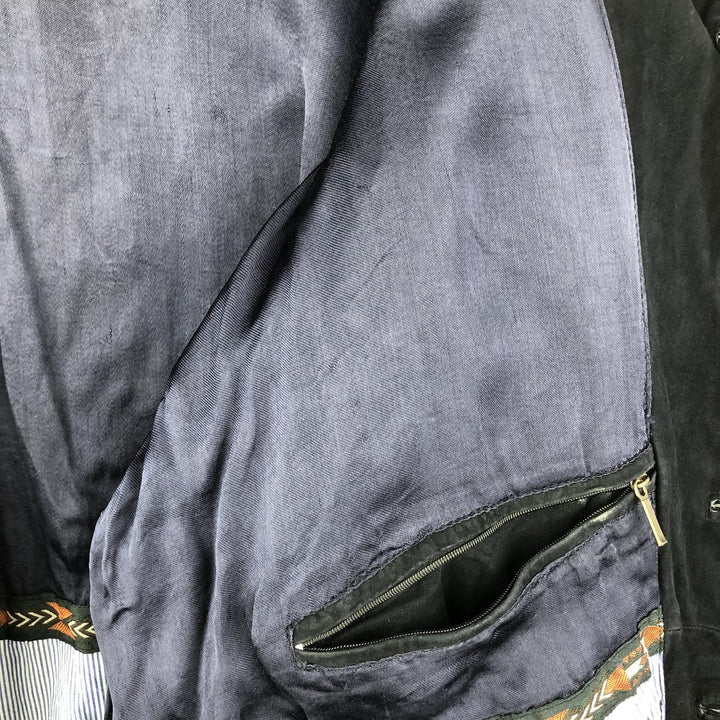 Vintage suede leather jacket, men's size XL Genuine Leather Suede Leather black type Vintage Second Hand