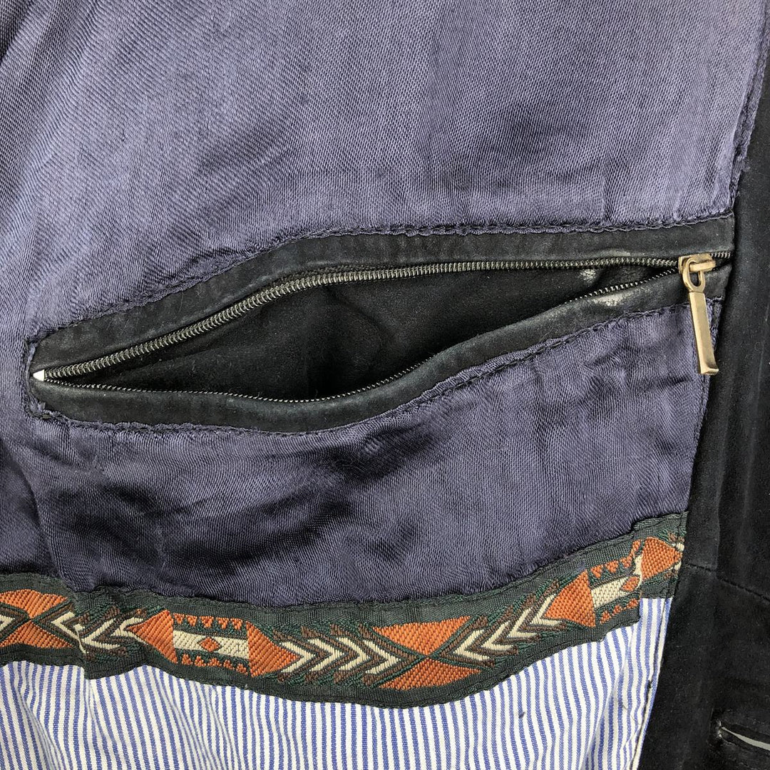 Vintage suede leather jacket, men's size XL Genuine Leather Suede Leather black type Vintage Second Hand