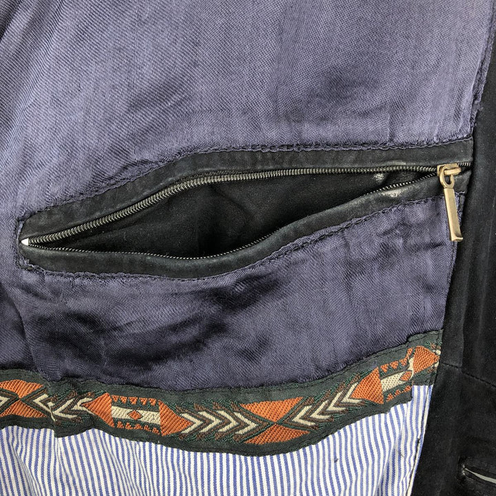 Vintage suede leather jacket, men's size XL Genuine Leather Suede Leather black type Vintage Second Hand