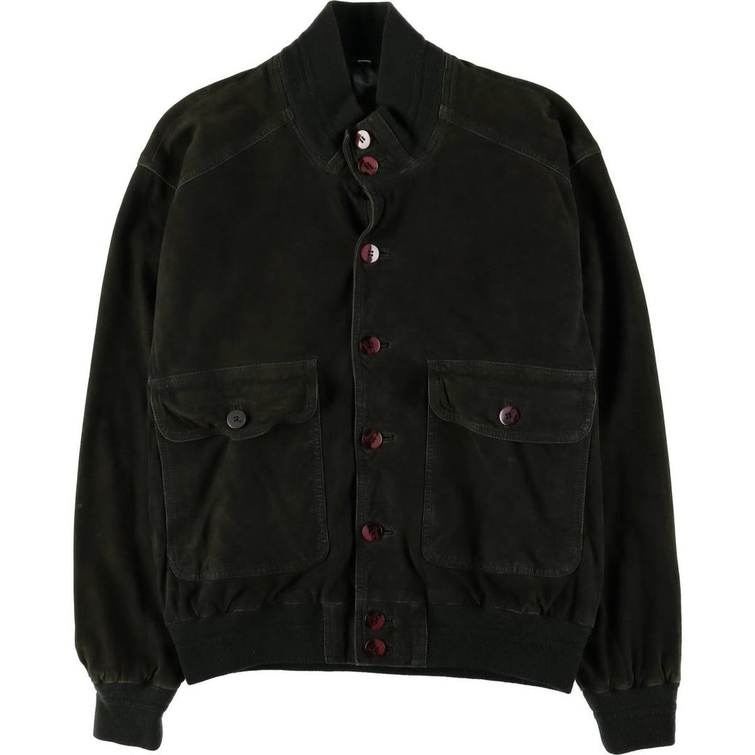 MAX Stand Collar Suede Leather Blouson Men's Size M genuine leather Green type dark green Vintage Second Hand