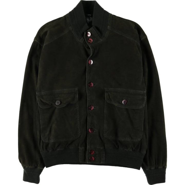 MAX Stand Collar Suede Leather Blouson Men's Size M genuine leather Green type dark green Vintage Second Hand