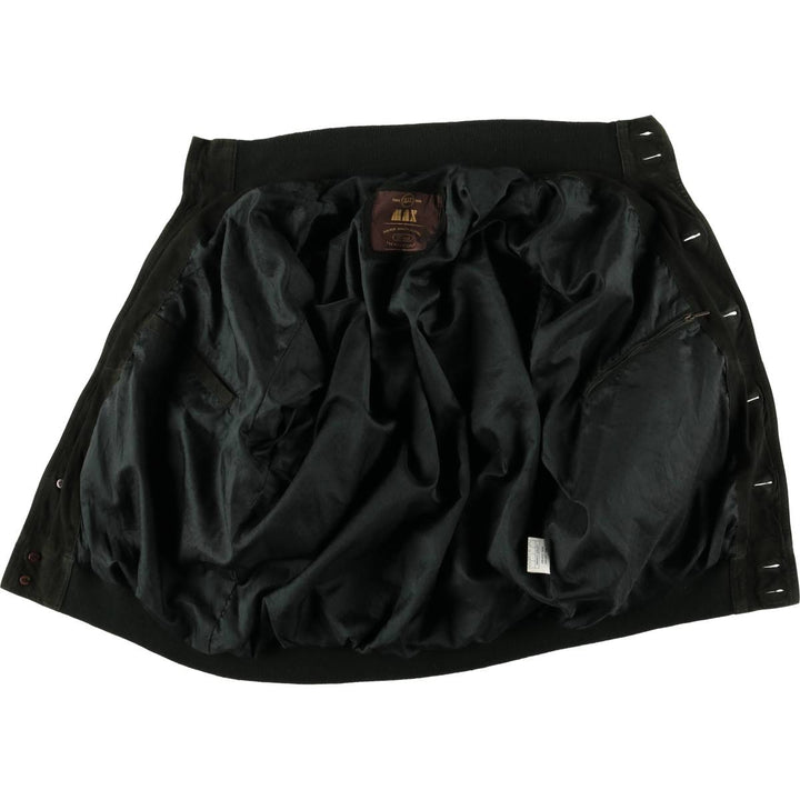 MAX Stand Collar Suede Leather Blouson Men's Size M genuine leather Green type dark green Vintage Second Hand