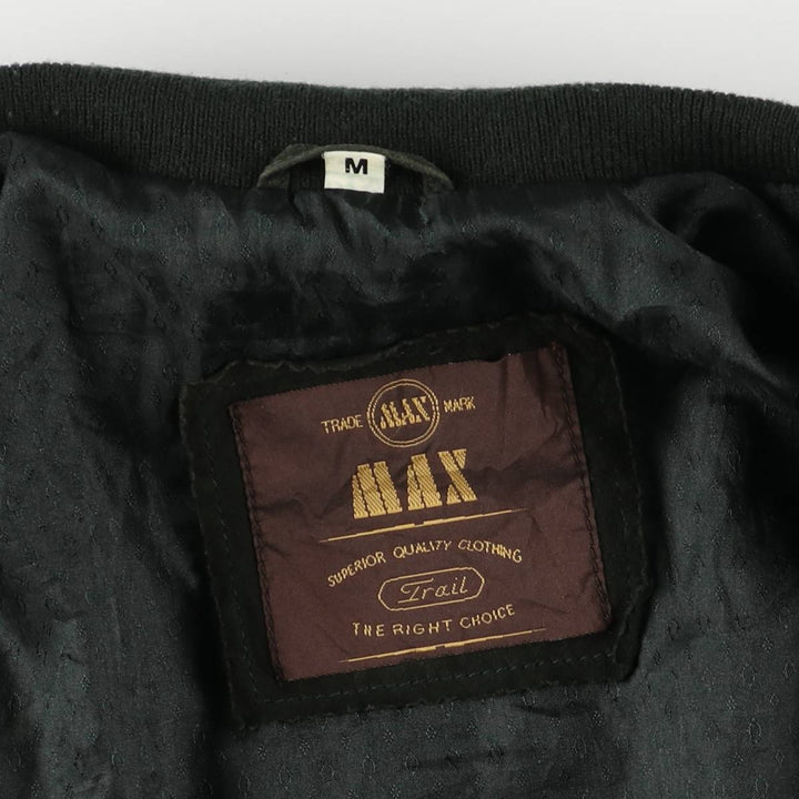 MAX Stand Collar Suede Leather Blouson Men's Size M genuine leather Green type dark green Vintage Second Hand