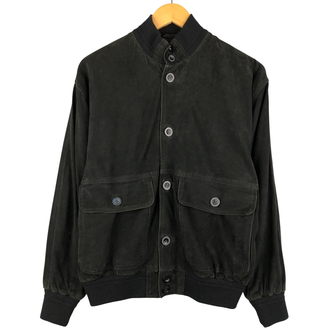 Suede leather jacket for men (size L) Genuine Leather Suede Leather black type Vintage Second Hand
