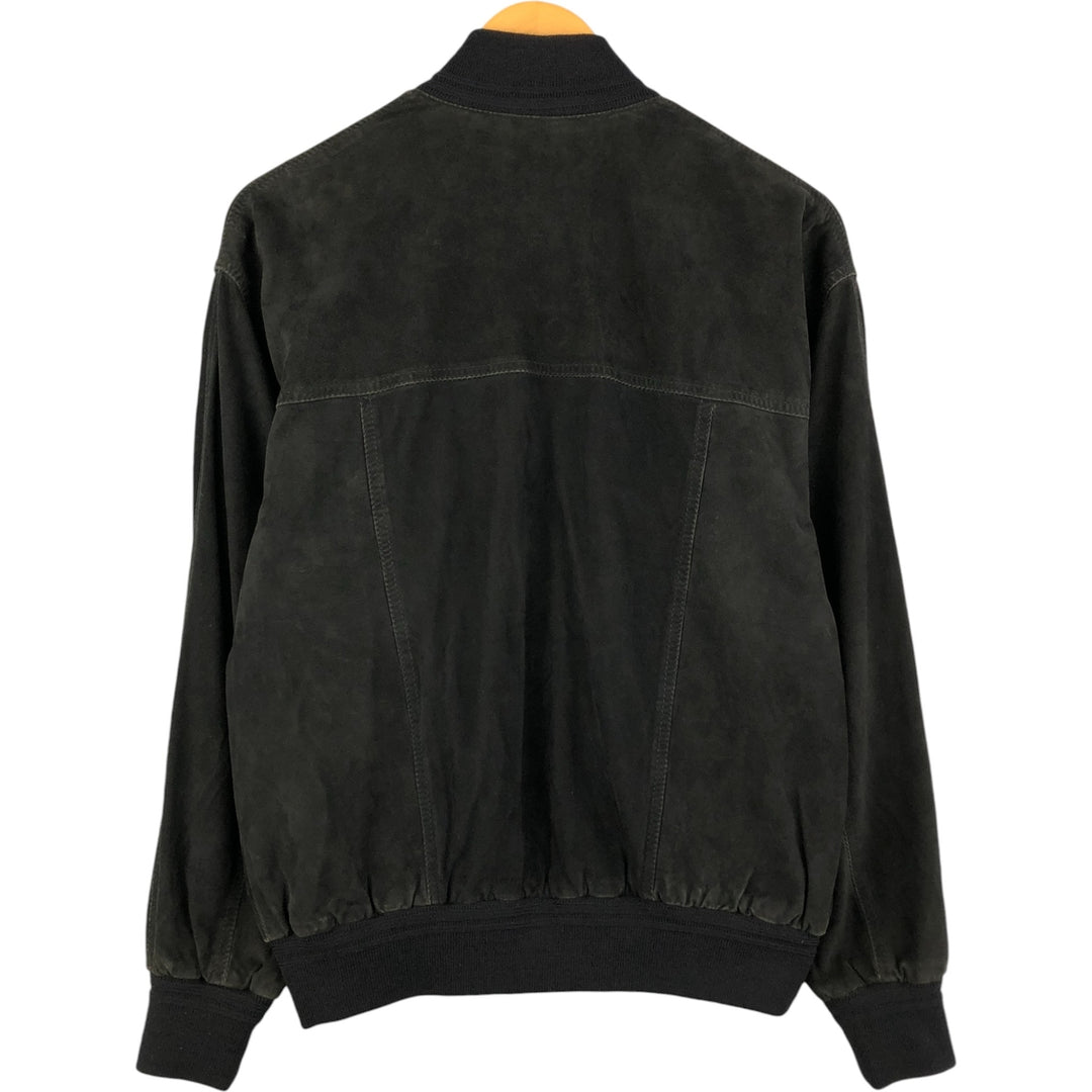Suede leather jacket for men (size L) Genuine Leather Suede Leather black type Vintage Second Hand