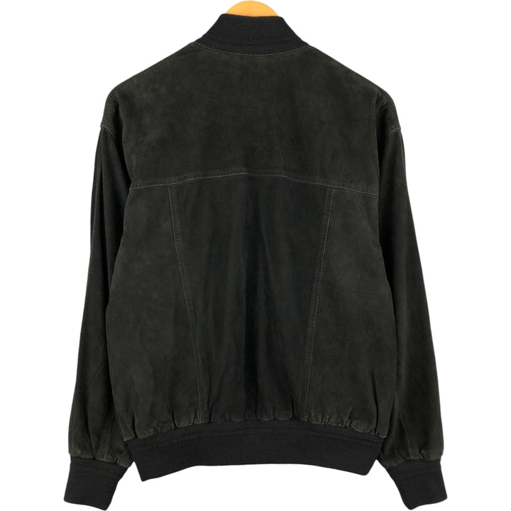 Suede leather jacket for men (size L) Genuine Leather Suede Leather black type Vintage Second Hand