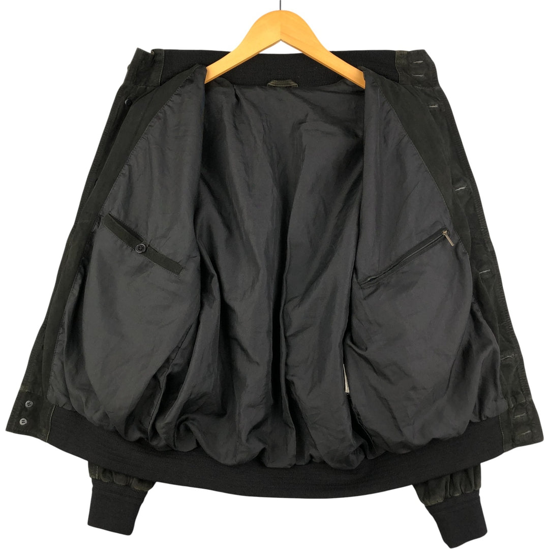 Suede leather jacket for men (size L) Genuine Leather Suede Leather black type Vintage Second Hand