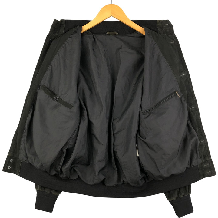 Suede leather jacket for men (size L) Genuine Leather Suede Leather black type Vintage Second Hand