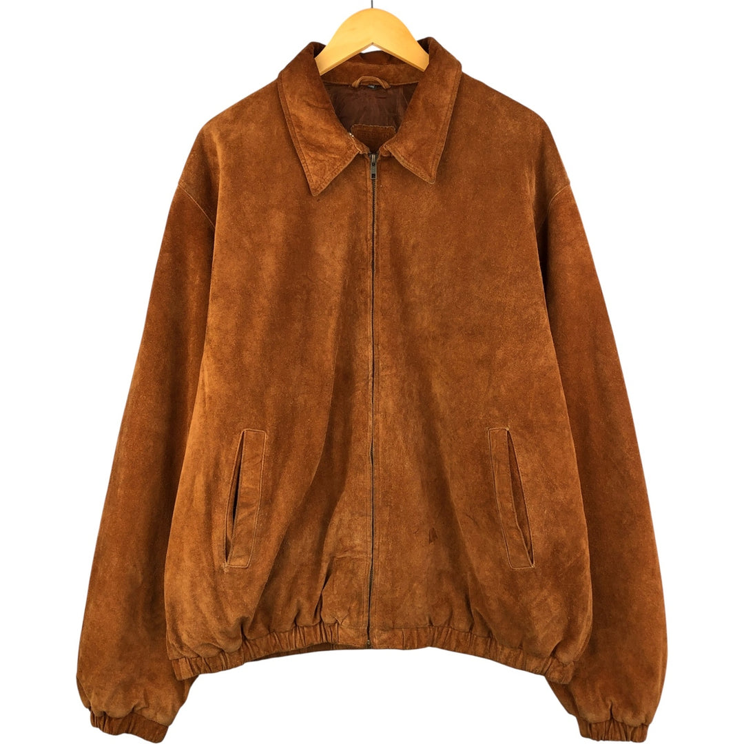 FIELD GEAR Swing Top Padded Suede Leather Sports Jacket, Men's Size L Genuine Leather Suede Leather brown type Vintage Second Hand