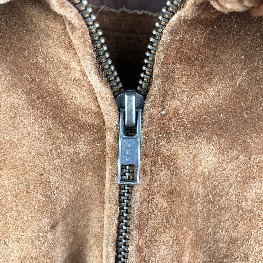 FIELD GEAR Swing Top Padded Suede Leather Sports Jacket, Men's Size L Genuine Leather Suede Leather brown type Vintage Second Hand