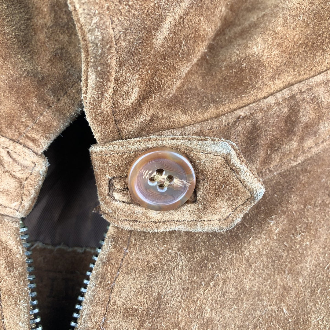 FIELD GEAR Swing Top Padded Suede Leather Sports Jacket, Men's Size L Genuine Leather Suede Leather brown type Vintage Second Hand