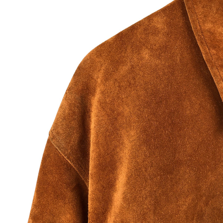 FIELD GEAR Swing Top Padded Suede Leather Sports Jacket, Men's Size L Genuine Leather Suede Leather brown type Vintage Second Hand