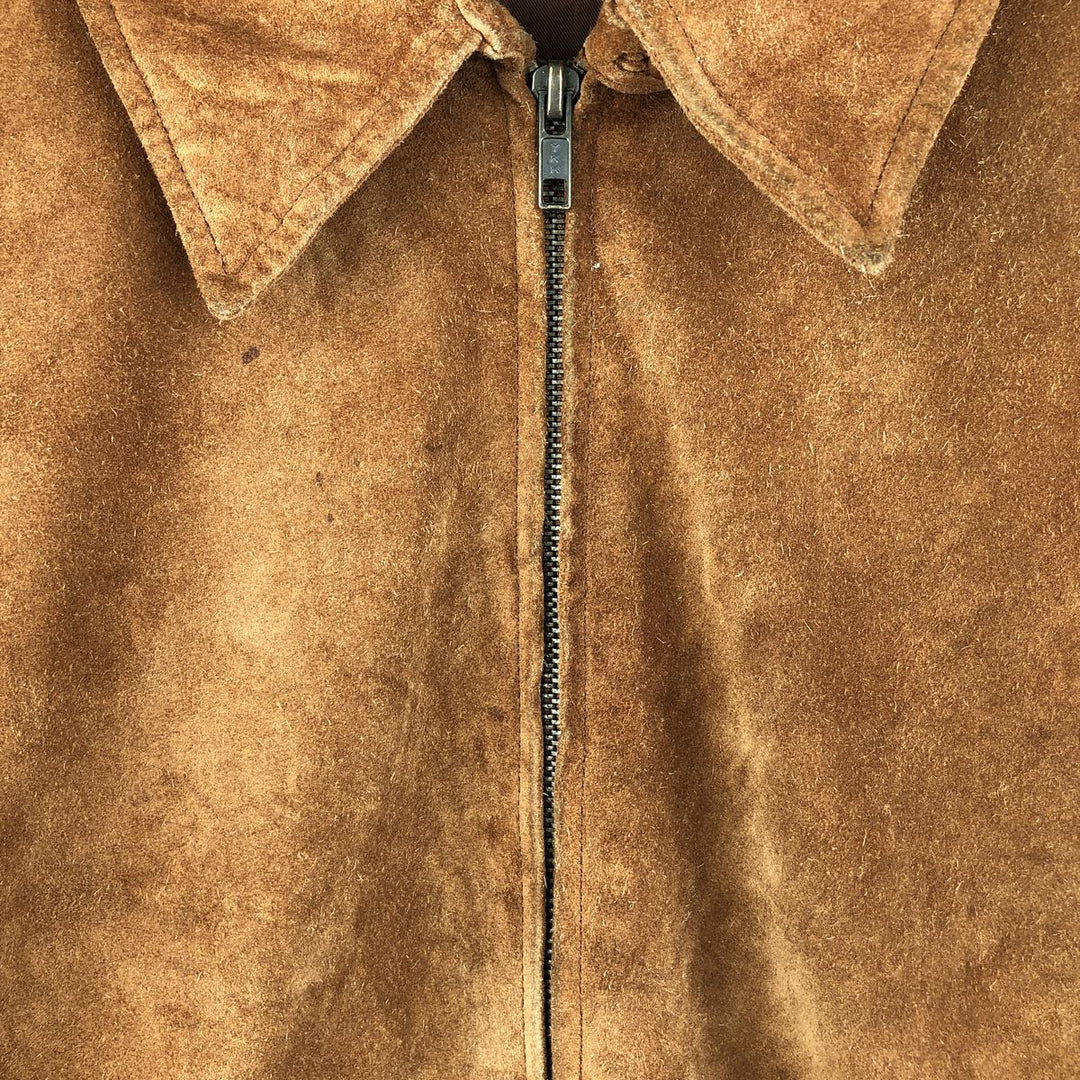 FIELD GEAR Swing Top Padded Suede Leather Sports Jacket, Men's Size L Genuine Leather Suede Leather brown type Vintage Second Hand