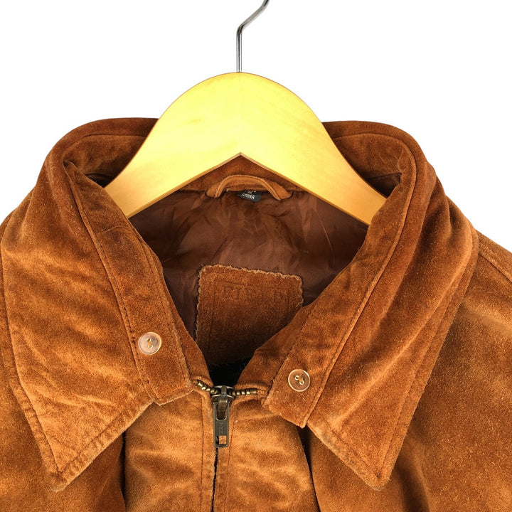 FIELD GEAR Swing Top Padded Suede Leather Sports Jacket, Men's Size L Genuine Leather Suede Leather brown type Vintage Second Hand