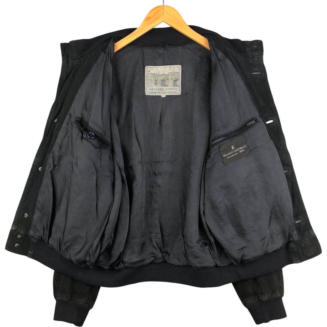 VECCHIO PONTE FRANCO CASTIELLO suede leather jacket, made in Italy, men's size XL unclear black type Vintage Second Hand