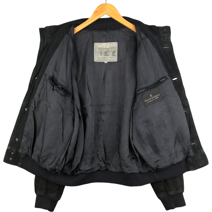 VECCHIO PONTE FRANCO CASTIELLO suede leather jacket, made in Italy, men's size XL unclear black type Vintage Second Hand