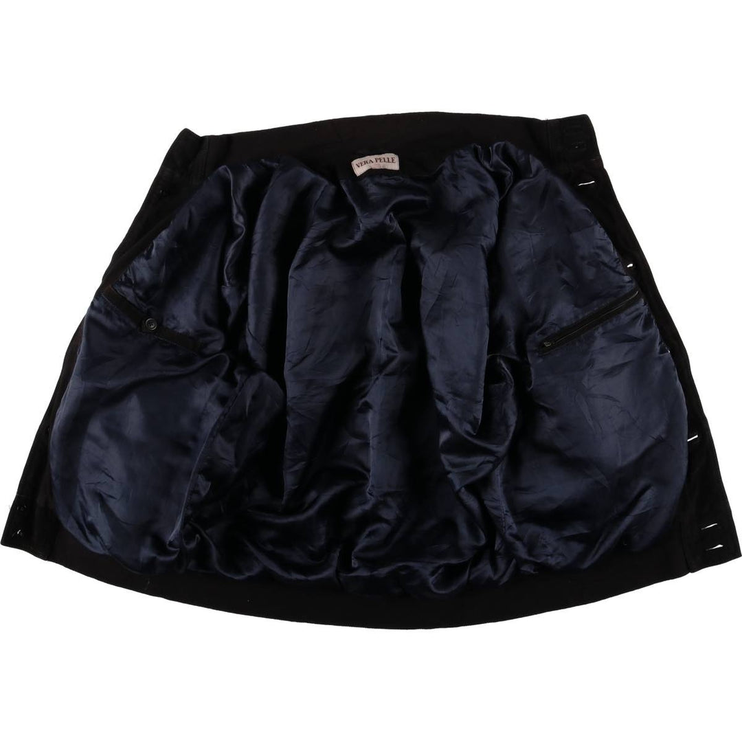 VERA PELLE Stand Collar Suede Leather Blouson Men's XXL Genuine Leather Suede Leather black type Vintage Second Hand