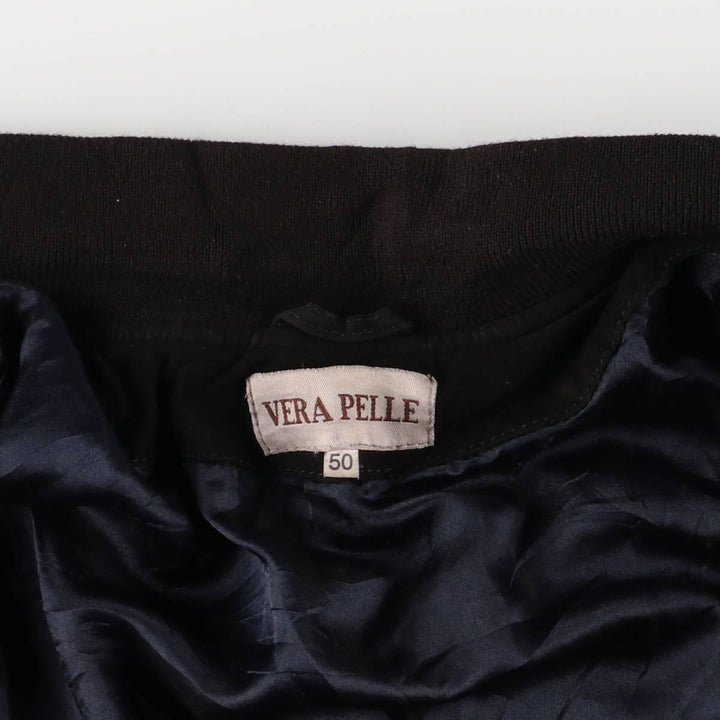 VERA PELLE Stand Collar Suede Leather Blouson Men's XXL Genuine Leather Suede Leather black type Vintage Second Hand