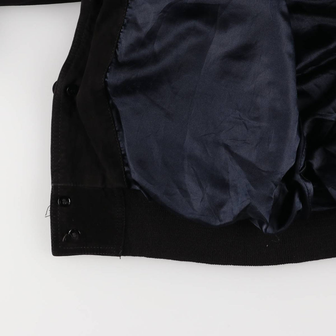 VERA PELLE Stand Collar Suede Leather Blouson Men's XXL Genuine Leather Suede Leather black type Vintage Second Hand