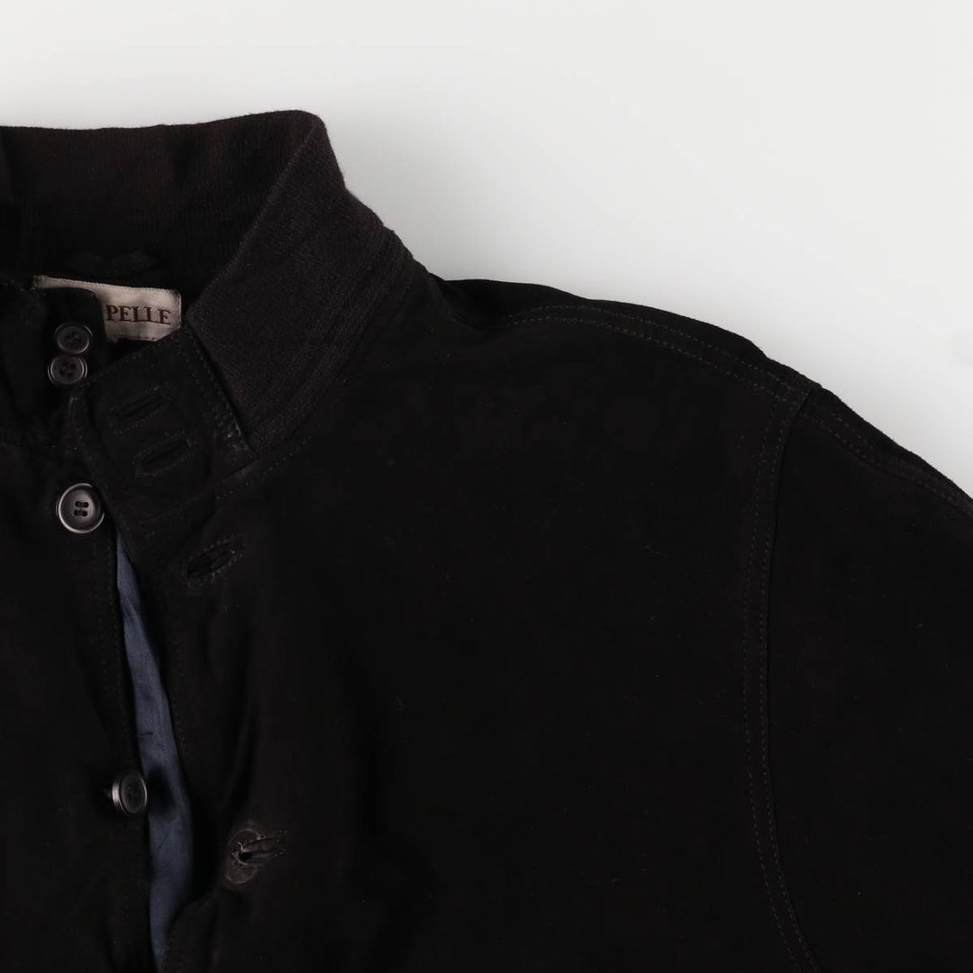 VERA PELLE Stand Collar Suede Leather Blouson Men's XXL Genuine Leather Suede Leather black type Vintage Second Hand