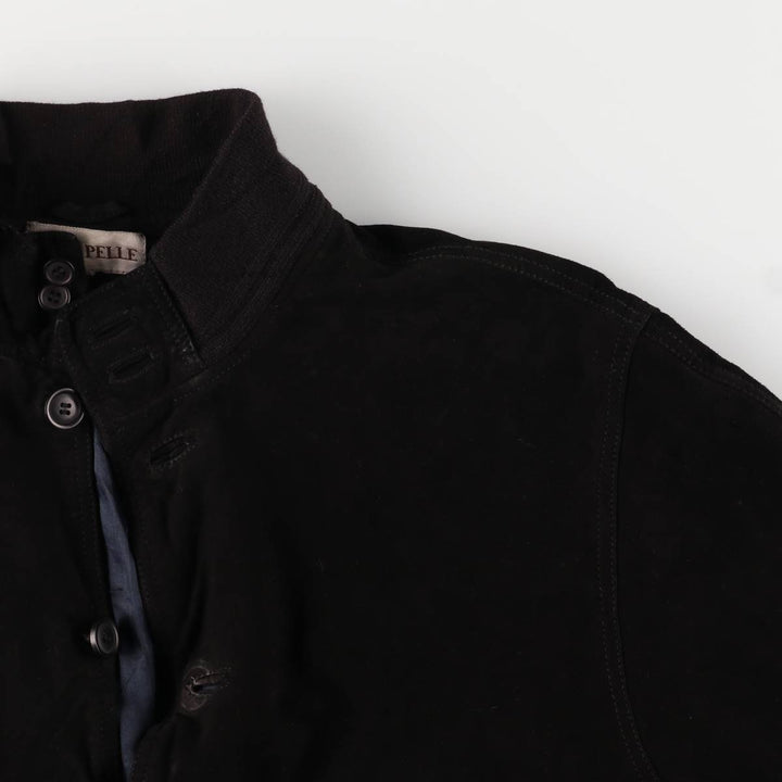 VERA PELLE Stand Collar Suede Leather Blouson Men's XXL Genuine Leather Suede Leather black type Vintage Second Hand