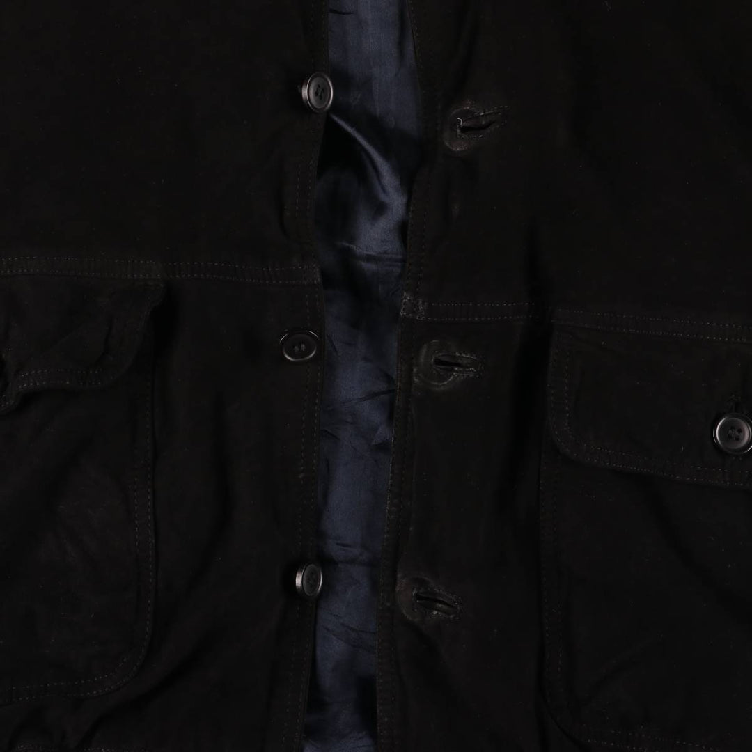 VERA PELLE Stand Collar Suede Leather Blouson Men's XXL Genuine Leather Suede Leather black type Vintage Second Hand